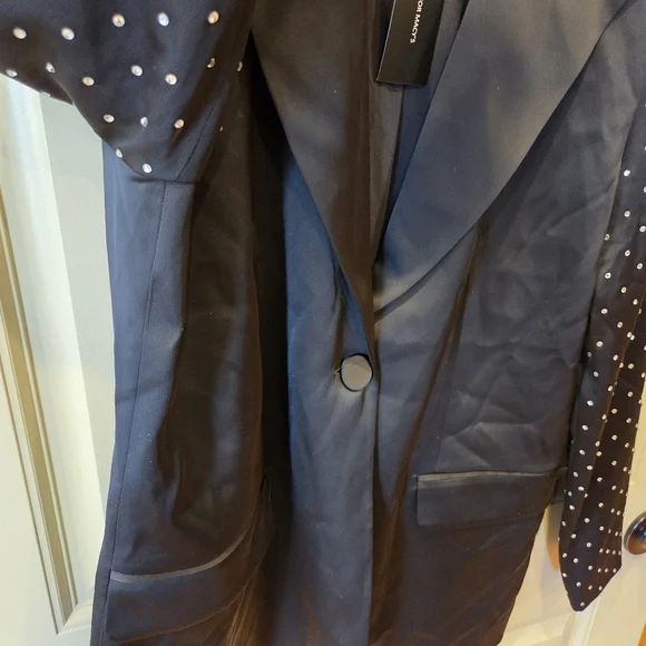 NWT Danielle Bernstein x Macy's Studded Sleeve Black Tuxedo Blazer Jacket Small - Picture 5 of 16